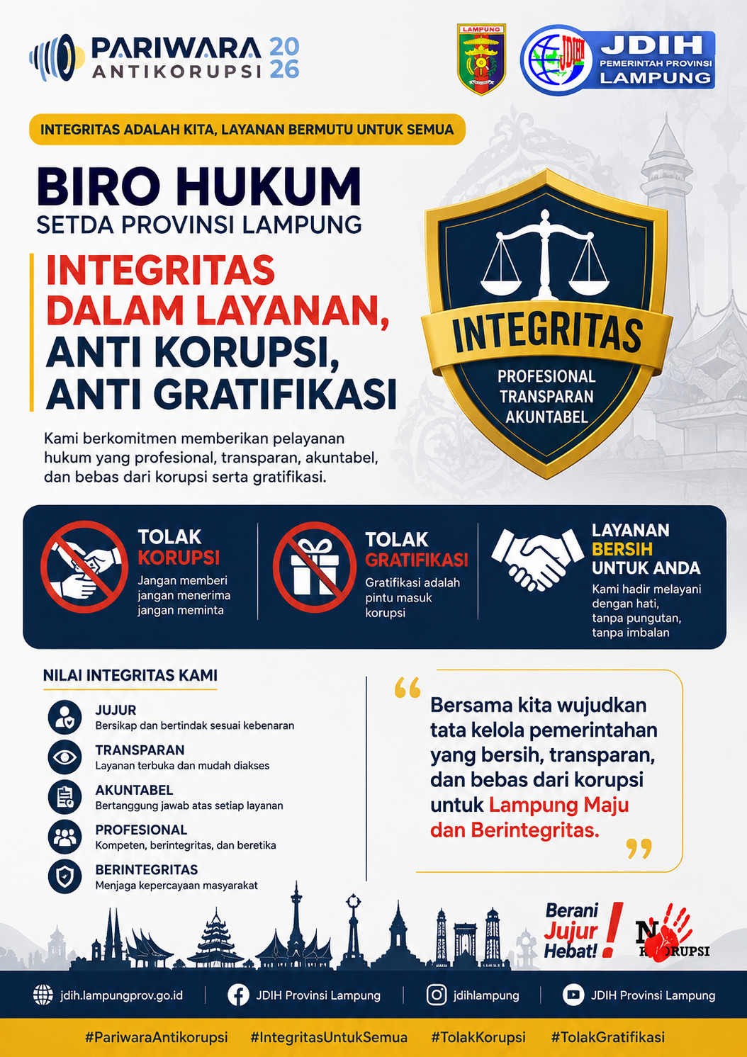 Biro Hukum Setda Provinsi Lampung Ambil Bagian dalam Kampanye Pariwara Antikorupsi 2026